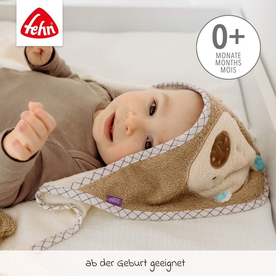 Fehn 2-tlg. Bade-Set für Babys mit Kapuzenbadetuch und Waschhandschuh, Capybara, Beige - Bild 2