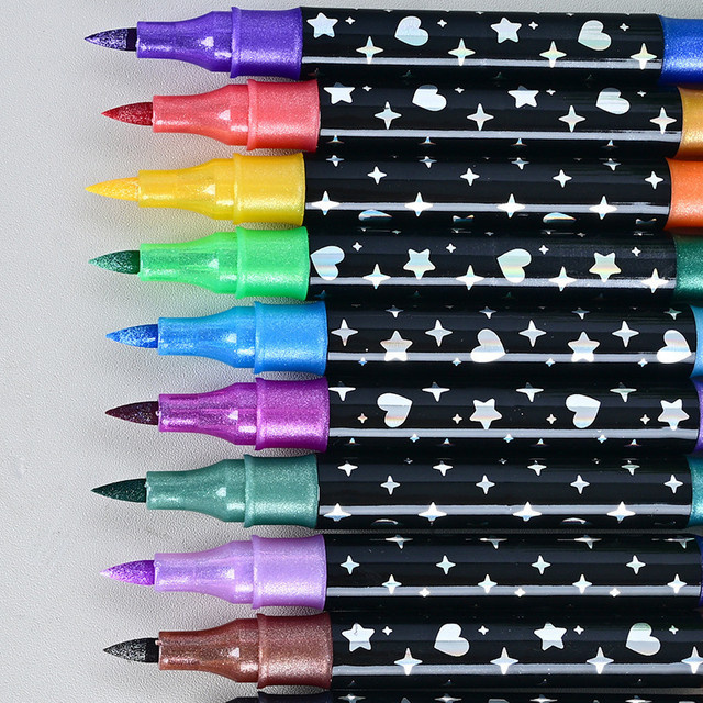 24er-Pack Zweifarbige Glitzerstifte mit weicher Pinselspitze in Multicolour, lichtbeständige Perlglitzerstifte - Bild 1