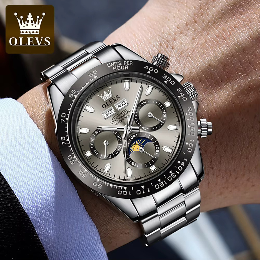 OLEVS Armbanduhr Automatik, Edelstahl, Silber, Herren - Bild 2