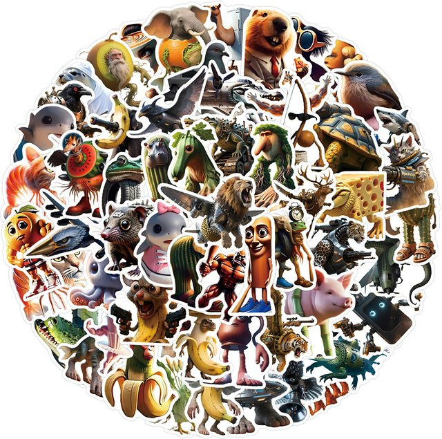Bandai Italienische Brainrot Tiere Aufkleber, Cartoon Aufkleber - Bild 1