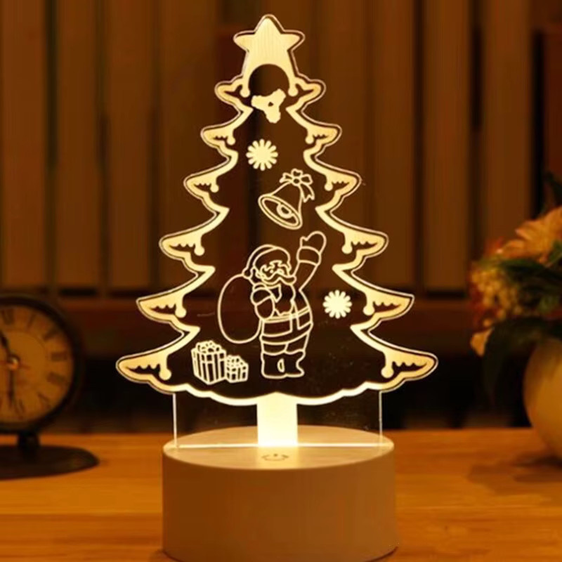 Bunte LED Weihnachtsbaum Ornamente als Nachtlicht mit Weihnachtsmann und Schneemann für Weihnachtsdekoration und Feierlichkeiten von lyfs - Bild 2