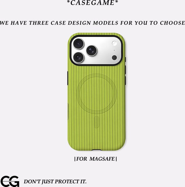 Magnetische Doppelschicht-Handyhülle mit hellgrünen vertikalen Streifen für iPhone 17 16 15 14 Pro Max Plus - Bild 1