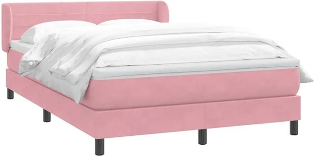 vidaXL Boxspringbett mit Matratze in Rosa, Hybrid-Bett aus Samt mit Taschenfederkern, B/T: 160 x 210 cm - Bild 1