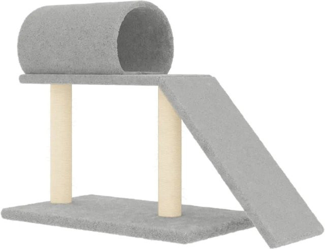 vidaXL Kratzbaum mit Tunnel und Rampe in Grau mit Plüsch und Sisal, Höhe: 55,5 cm - Bild 1
