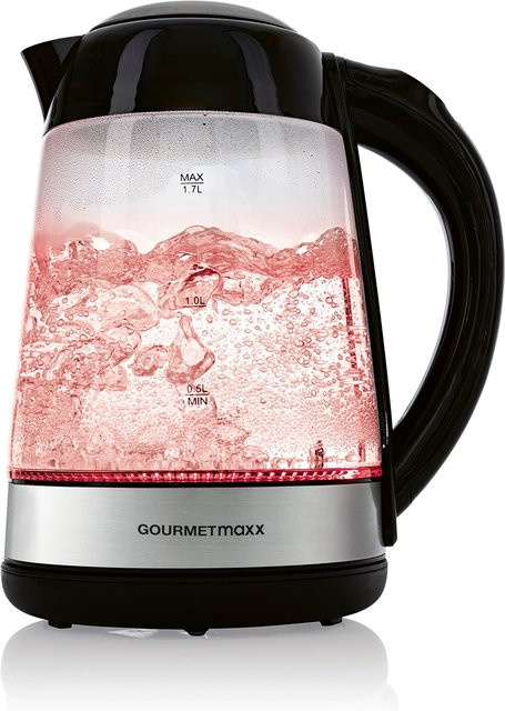 GOURMETmaxx Glas-Wasserkocher mit LED-Farbwechsel und Edelstahl in Schwarz, 1,7 l - Bild 3