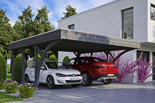SKANHOLZ Carport Friesland Set 8 in Grau, Breite: 557 cm, Tiefe: 555 cm, Firsthöhe: 254 cm - Bild 1