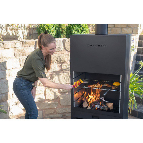 Westmann Gartenkamin und Terrassenofen in Schwarz, B/H/T: 70 x 229 x 41 cm - Bild 6