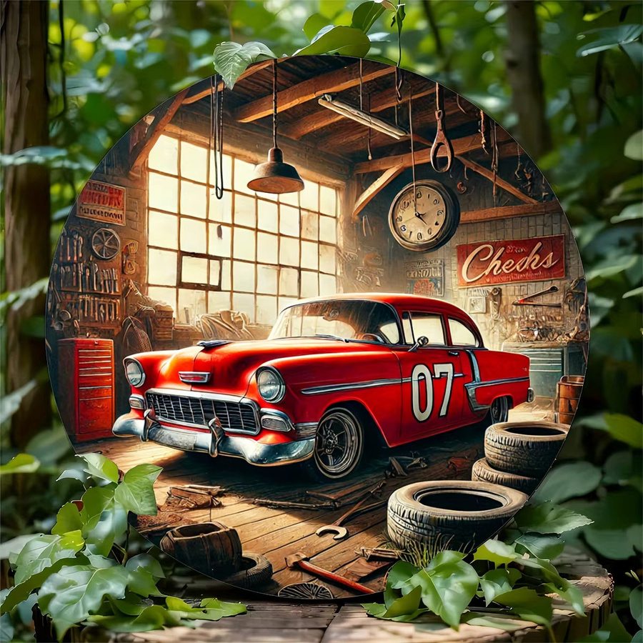CIFBUY Rundes Metallschild im Vintage-Stil für Auto und Heimdekoration, Durchmesser: 20 cm - Bild 4
