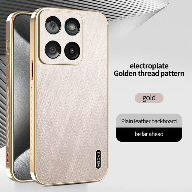 Leder-Schutzhülle mit Streifenmuster für Motorola Edge 60, Edge 50 Pro, Edge 50 Fusion, Edge 50 Neo und Edge 50 Ultra in Gold mit Anti-Rutsch-Funktion und Kameraschutz - Bild 1