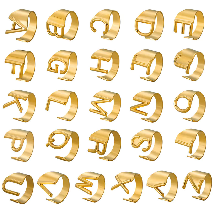 Ring A-Z Buchstabe, Edelstahl, Gold, Unisex - Bild 2