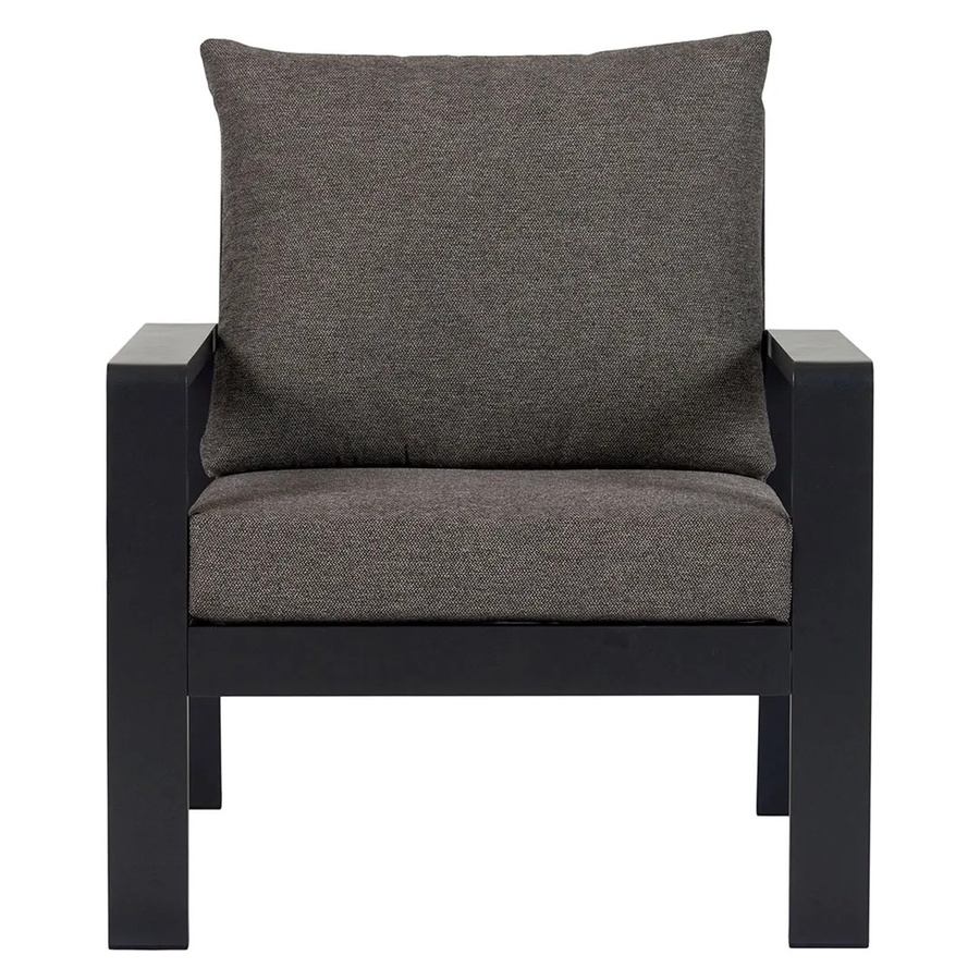 ebuy24 Lis Loungesessel mit Kissen in Schwarz und Grau aus Metall für Garten und Terrasse - Bild 2