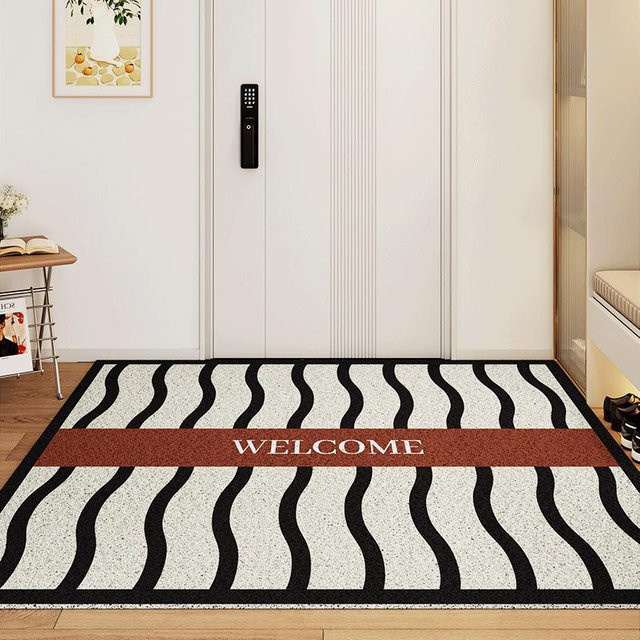 Rutschfeste Fußmatte in Sand und Weiß, verschleißfeste Drahtring-Türmatte aus Polypropylen und Polyester, B/T: 80 x 50 cm - Bild 1
