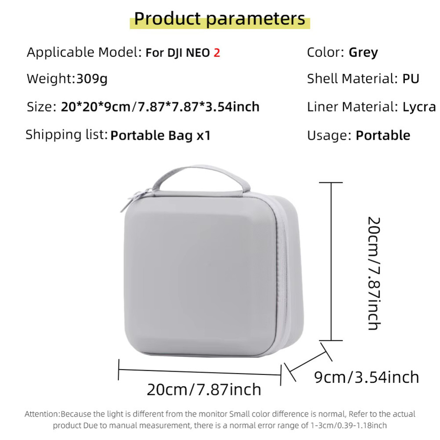 Tragbare DJI NEO2 Hartschalen-Tasche aus PU-Leder in Schwarz als Outdoor-Umhängetasche und Zubehörbox - Bild 5