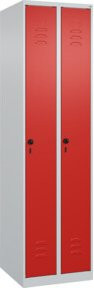 C+P Spind Classic PLUS Garderobenschrank mit 2 Abteilen, Stahlkonstruktion, Farbe Lichtgrau und Verkehrsrot, H x B x T: 185 x 50 x 50 cm - Bild 1