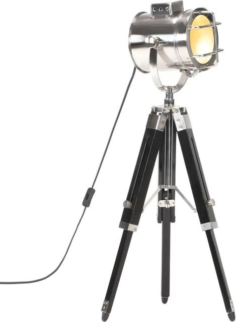 vidaXL Stativlampe im Retro-Stil aus schwarzem Mangoholz und Metall, Höhe: 69 cm - Bild 1