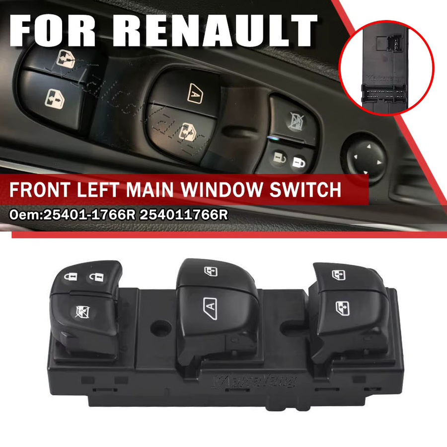 Malcayang Hauptschalter für elektrische Fensterheber vorne links für Renault Kadjar, Farbe: Weiß, 5 Lichter, Teilenummer: 25401-1766R - Bild 4