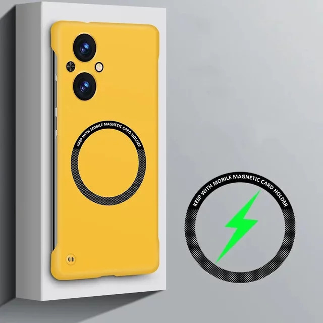 Magnetische matte Schutzhülle für OPPO Reno 13 12 11 10 9 Pro A3 A2 Pro, stoßfeste rahmenlose Hülle mit MagSafe Wireless Charging Unterstützung in Orange - Bild 1
