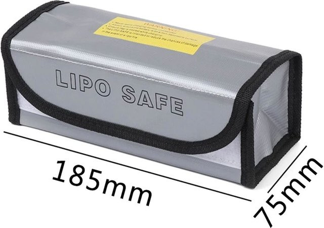 HawkSpeed Lipo Batterie Sicherheits Tasche in Grau, wasserdicht und feuerfest, B/T/H: 185 x 75 x 60 mm, explosionsgeschützt für RC FPV Renn Drohnen - Bild 1