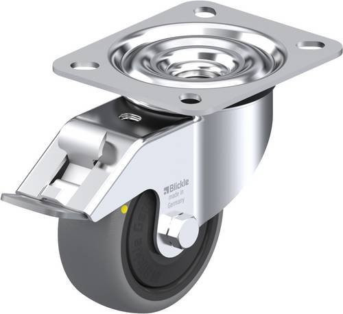 Blickle Lenkrolle LE-TPA 80KF-FI-ELS mit Feststeller, Rad-Durchmesser: 80 mm, Tragfähigkeit: 65 kg, Farbe: Schwarz/Grau/Silber - Bild 1