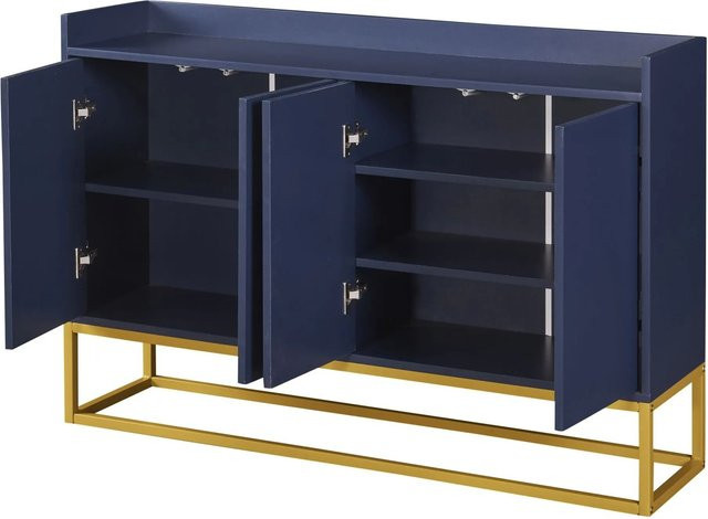 okwish Sideboard mit 4 Türen in Marineblau, modernes Design für dein Esszimmer, B/T/H: 120 x 30 x 80 cm - Bild 1