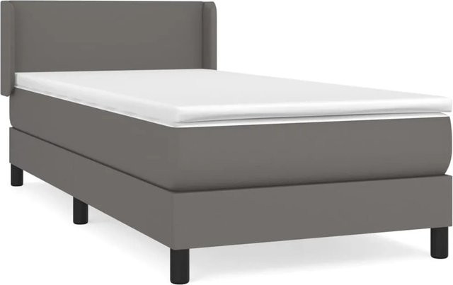 vidaXL Boxspringbett mit Matratze in Grau aus Kunstleder, B/T/H: 90 x 200 cm - Bild 1