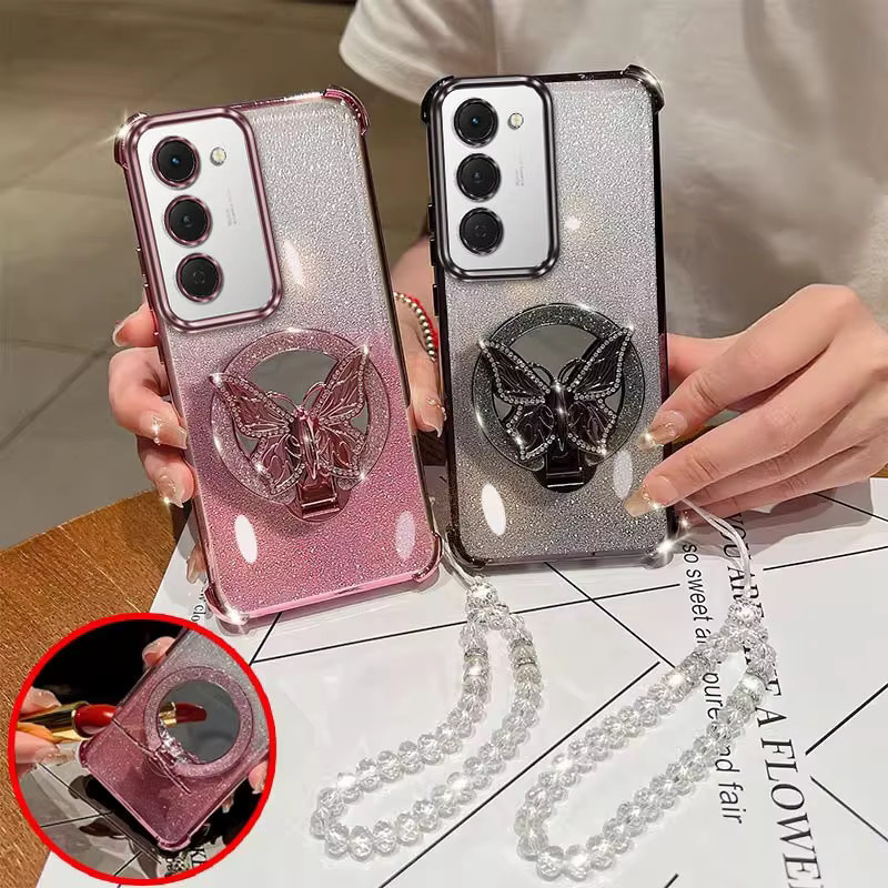 Schmetterlings Design Handyhülle mit Lanyard für TECNO Spark 40 Pro, 40, 40C, 40 Pro Plus und 20 Pro in Pink - Bild 3