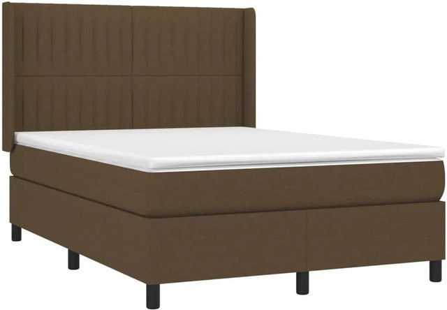 vidaXL Boxspringbett mit Matratze und LED in Dunkelbraun, B/T/H: 140 x 200 x 147 cm - Bild 1