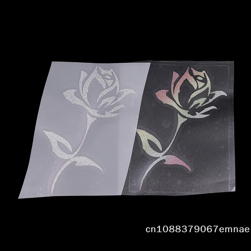 ZYAS Selbstklebende Rosen-Aufkleber in Silber, wasserfeste florale Vinyl-Dekoration für Fenster, Laptop und Schminkspiegel - Bild 2