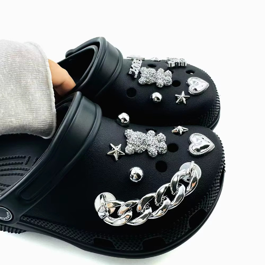 FHLDING Schuhcharms-Set, Silberner Bär, Schmetterling, Pentagramm, Kette, Unisex - Bild 5