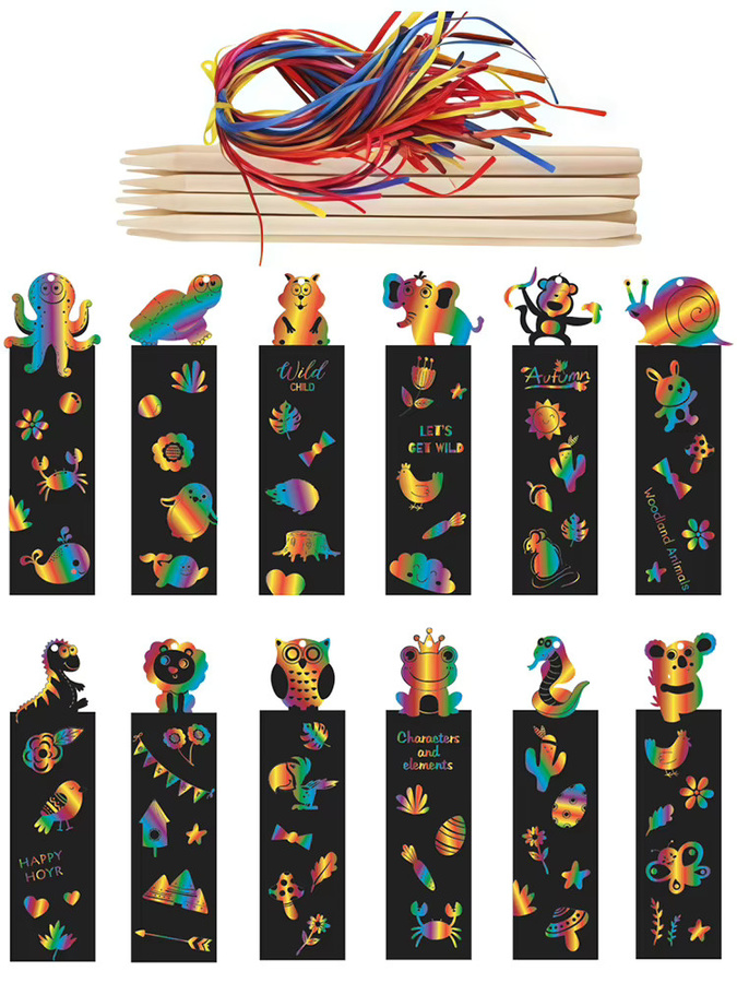 ZYF Magie Kratzen Lesezeichen und Kunst Schreibwaren Set, 12 Teile, Multicolor - Bild 6