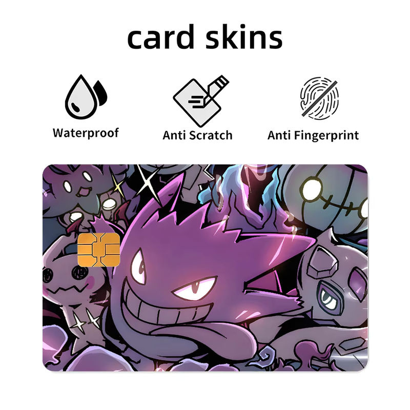 4er Set Gengar Anime Cartoon Aufkleber aus PVC für Kreditkarten in Lila - Bild 3