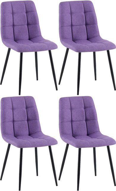 CLP Esszimmerstuhl 4er Set Antibes, gepolsterte Küchenstühle mit Stoffbezug in Schwarz und schwarzem Metallgestell, modern designte Polsterstühle bis 150 kg belastbar - Bild 1