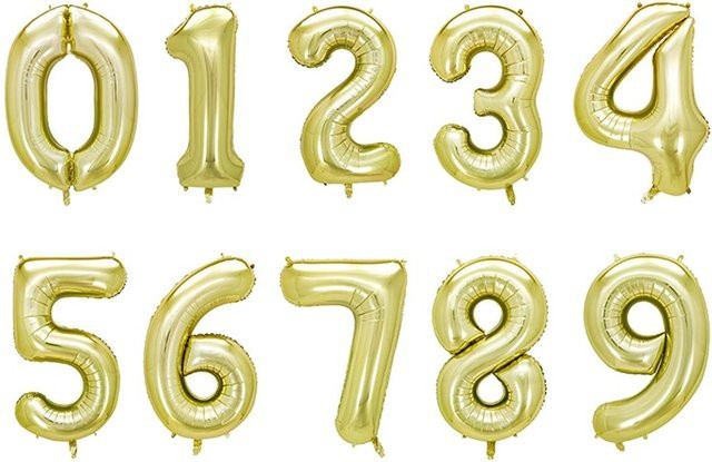 LQZZY Zahlenballons aus Folie in Gold für Geburtstag und Party, Höhe: 101,6 cm - Bild 1
