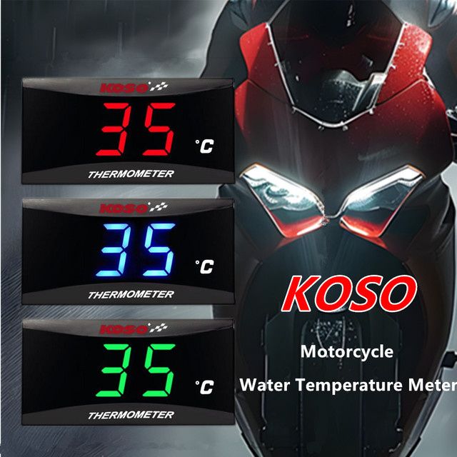 KOSO Motorrad Wassertemperaturanzeige Mini Meter Universal Thermometer in Schwarz für XMAX 300 CB400 MT 07 09 Roller und Racing - Bild 1