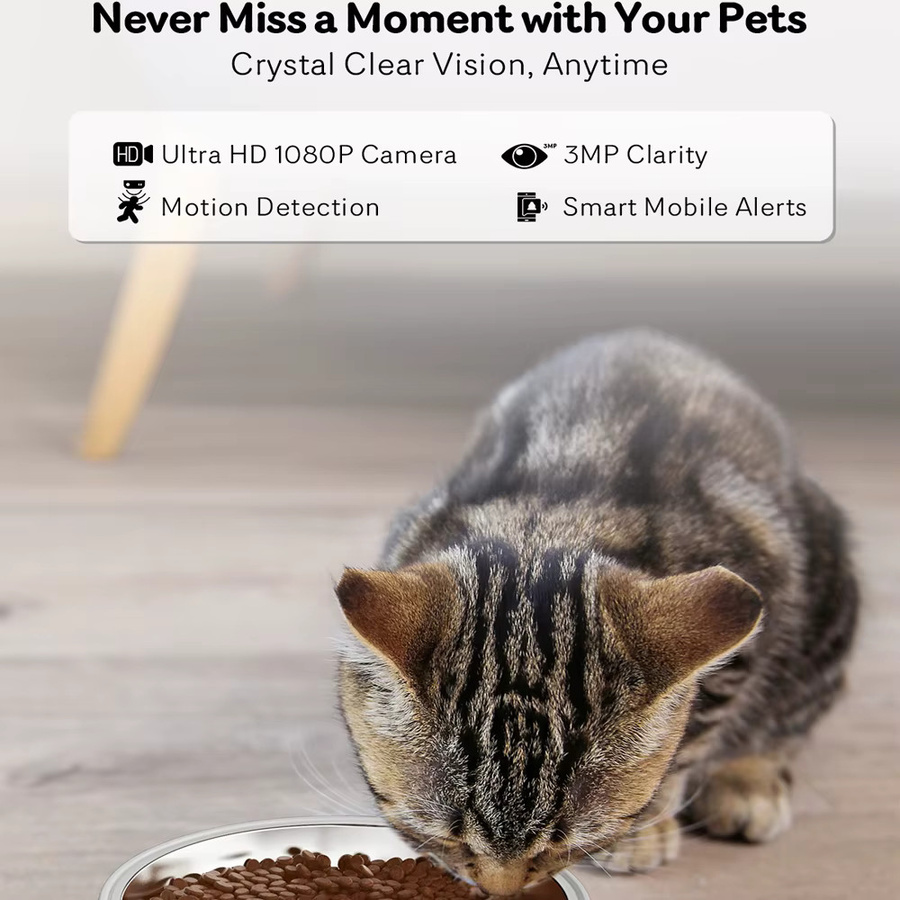 ZYfeeder Smart Automatischer Futterautomat mit Kamera und Video-Recorder für Katzen und Hunde, 4L, Weiß - Bild 2