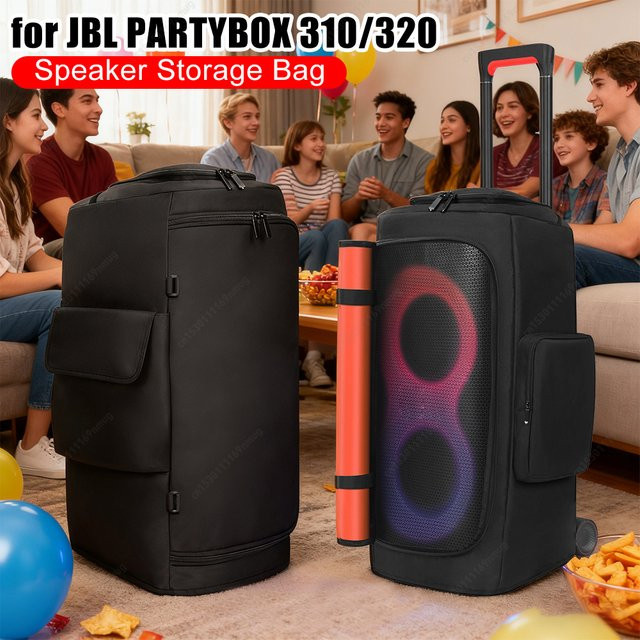 APWIKOGER Staubschutzhülle für JBL Partybox 310 und 320 mit Mikrofonfach, faltbare Aufbewahrungstasche in Schwarz - Bild 1