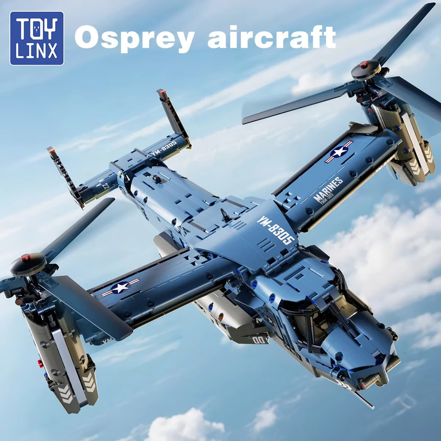 TOYLINX Militär V-22 Osprey Tiltrotor Bausteine Set, Flugzeug Modell - Bild 3