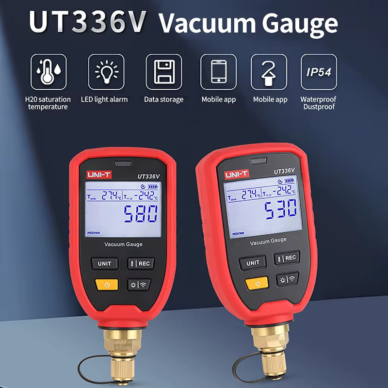 UNI-T Kabelloses digitales Vakuummessgerät UT336V in Rot mit Mobile APP-Verbindung für die HVAC-Kältetechnik (1-19000 Mikron) - Bild 2