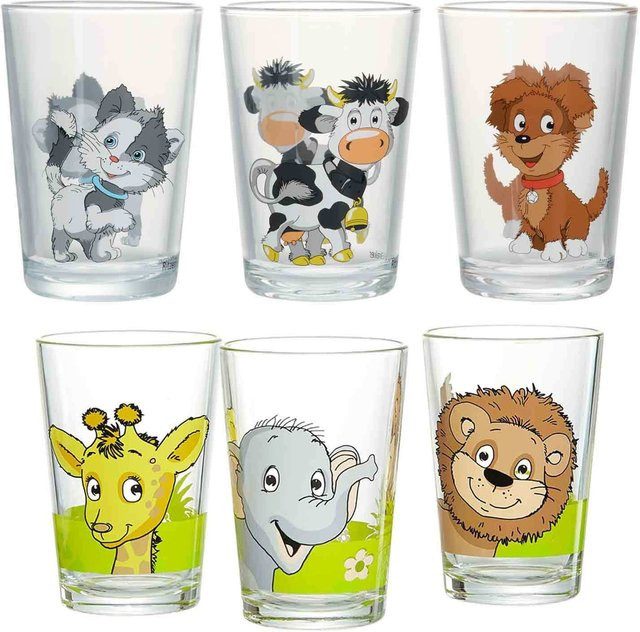 Ritzenhoff Kindergläser Tumbler Hof- und Dschungeltiere, 6er Set, transparent, 205 ml pro Glas - Bild 1