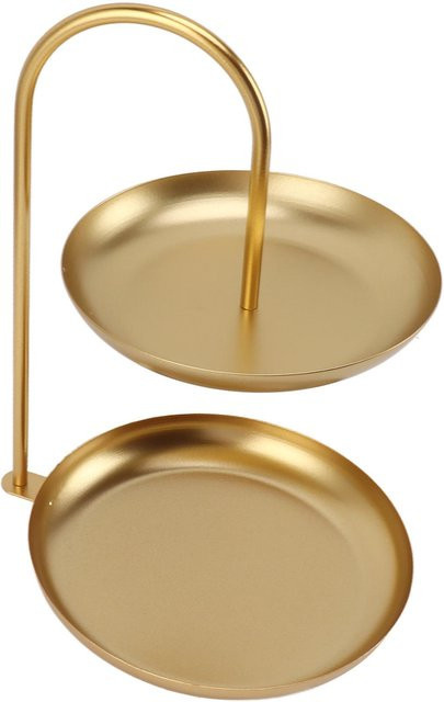 KaiSai Dessertständer und Obstständer aus Eisen mit 2 Etagen in Gold, rund - Bild 1