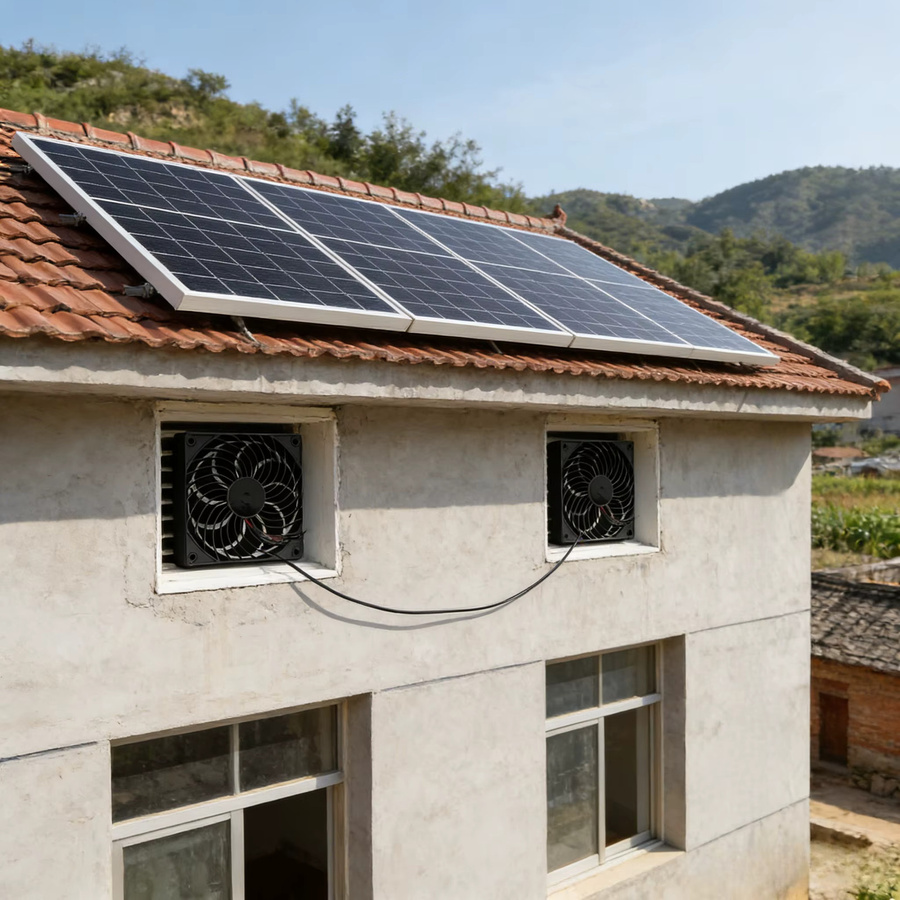 EESBAO Solar-Ventilator 10W zur Kühlung von Tierzwinger und Geflügelställen, Schwarz - Bild 2
