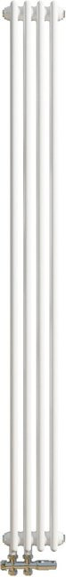 Duschparadies Traditioneller Heizkörper in Gusseisen-Optik mit 2 Säulen, Weiß, H: 180 cm, B: 20 cm, 580W für Warmwasserbetrieb - Bild 1