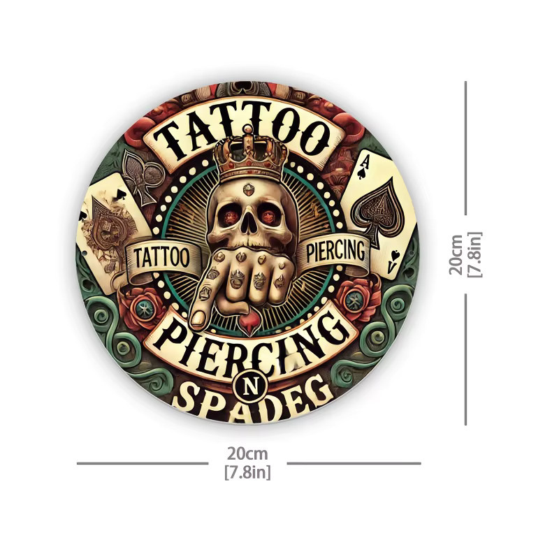 Potdemiel Vintage Wandkunst aus Metall mit Tattoo und Piercing Motiv, Mehrfarbig, B/H: 20,3 x 20,3 cm - Bild 2