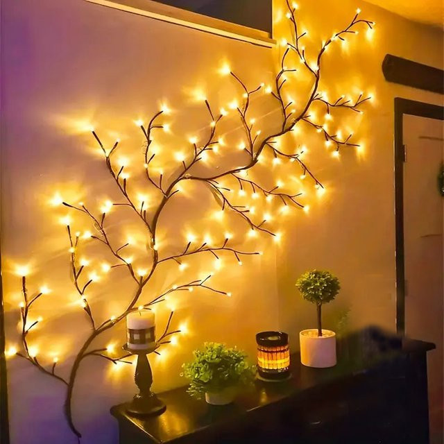LED USB Weidenrebe Lichterkette mit 144 LEDs in Warmweiß zur Wanddekoration für Weihnachten und besondere Anlässe - Bild 1