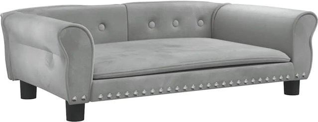 vidaXL Hundebett Sofa aus Samt in Hellgrau, B/T/H: 95 x 55 x 30 cm - Bild 1