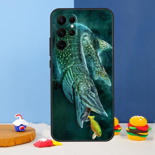 Handyhülle mit Hecht Fisch Angelköder Motiv für Samsung Galaxy S25 S24 S23 S22 S21 S20 S10 S9 Ultra Plus FE in Multicolour - Bild 1