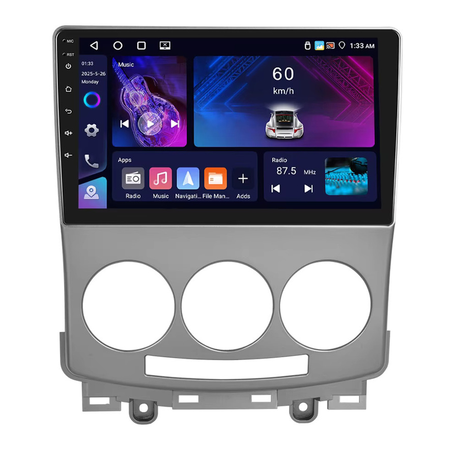 Podofo 9-Zoll Wireless CarPlay Autoradio mit Android Auto, WIFI, 4G und GPS für Mazda 5 2007-2010, 8-Kern Multimedia-Videoplayer in Schwarz, 8+128G - Bild 4