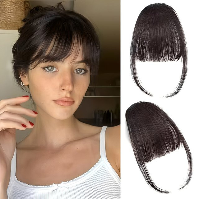 CC YOUNG Echthaar Pony mit Clip, Air Bangs mit Schläfen - Bild 1