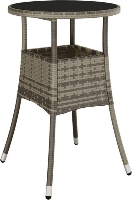 Furnicato Gartentisch aus Poly Rattan und gehärtetem Glas in Grau, Durchmesser: 60 cm, Höhe: 75 cm - Bild 1