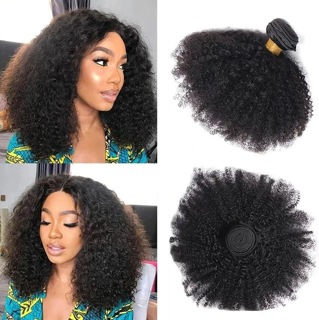 Dula A Hair Afro Kinky Lockige Haarbündel, Echthaar, Schwarz, Damen - Bild 1